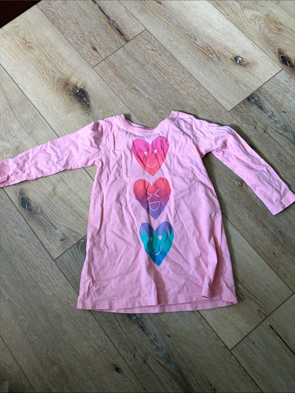 Girls' Pink Heart Graphic Long-Sleeve Top